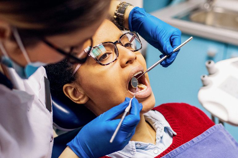 Woman at a dental check up