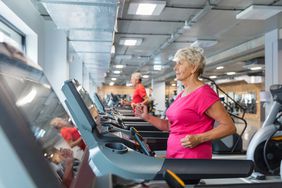 Woman walking on the treadmill