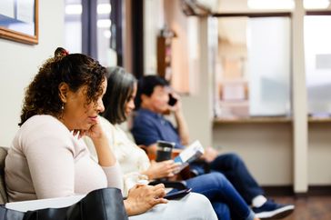 Woman waiting at doctor office