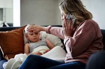 Mom with sick child