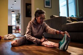 Older woman stretching