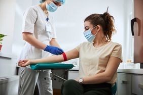 Woman getting a blood test