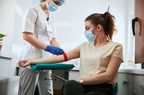 Woman getting a blood test