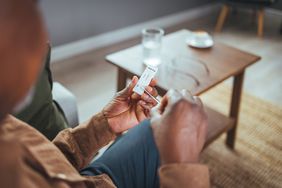 Man using a COVID-19 home test kit