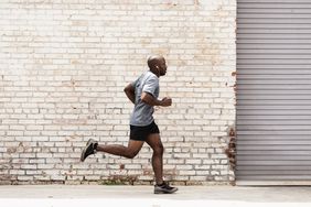 Man running on the sidewalk