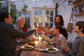 Family sharing a meal together