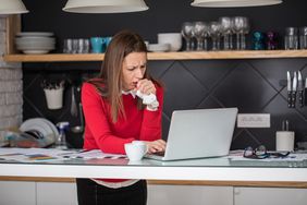 Woman working chronic cough hoarse voice cancer