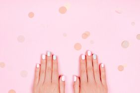 Stylish trendy gel manicure pink polish nails
