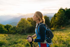 Young woman walking outside 