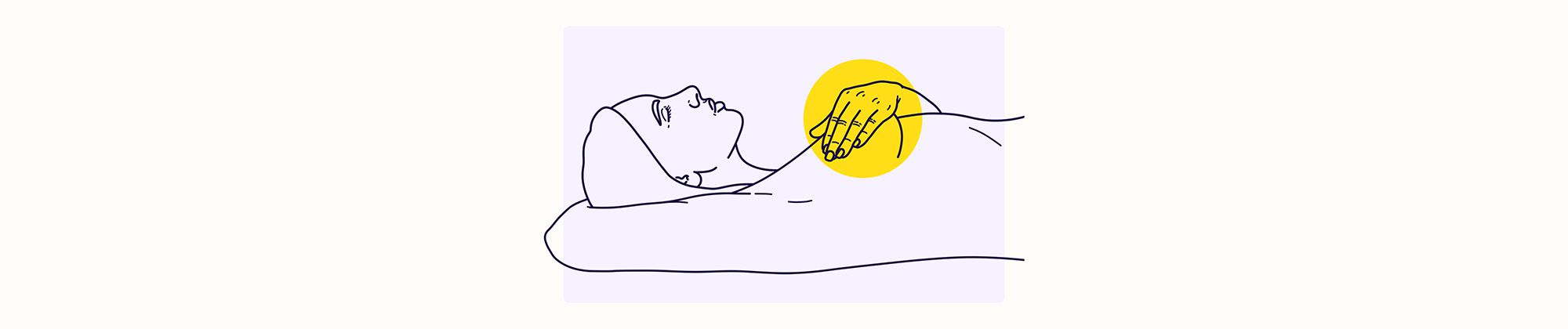 Illustration of a woman with her hand over her breast