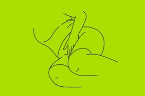 Illustration of a woman holding her hand over her vagina