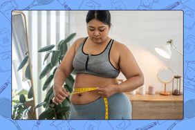 Woman measuring her waist