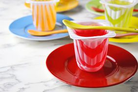 gelatin ingredient added to a container of jello