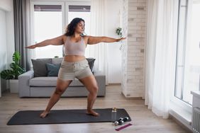 person who takes GLP-1 medications exercising at home
