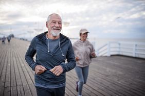 Older couple jogging