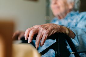 close-up of elderly woman's hand