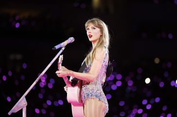 Taylor Swift performs onstage during "Taylor Swift The Eras Tour" at SoFi Stadium on August 03, 2023 in Inglewood, California.