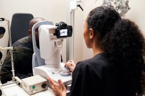 a person visiting an opthalmologist