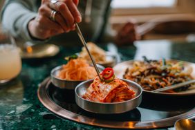 eating kimchi