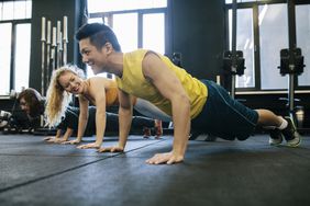Team Doing Pushups Together