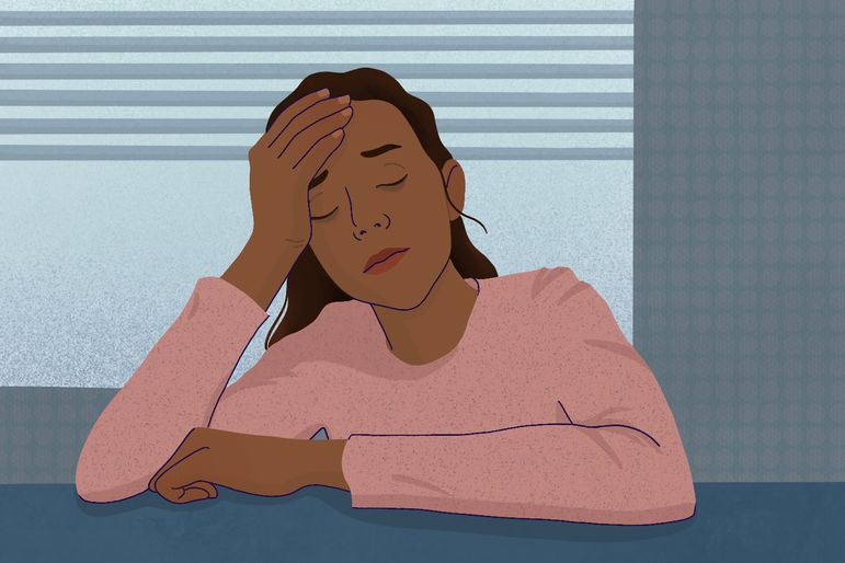 Illustration of a woman with long COVID