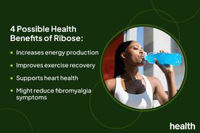 4 possible health benefits of ribose, woman drinking blue liquid after exercise