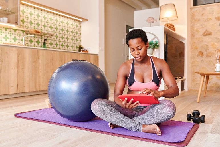 Woman and her exercise routine