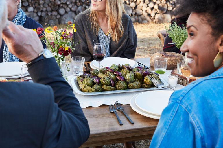 Artichokes and baby eggplant at a Farm To Table Dinner Party