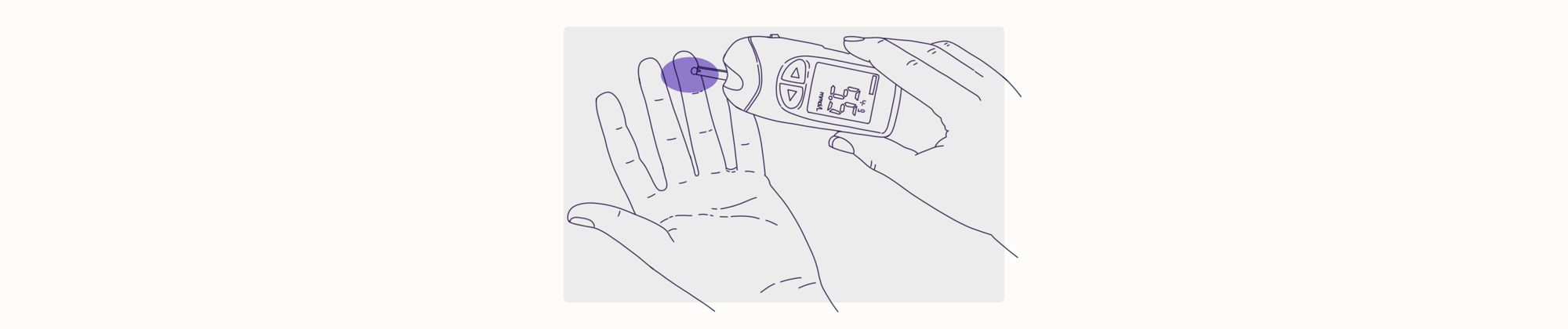 Illustration of a Diabetes Type 2 finger prick test