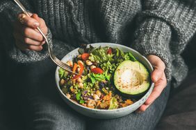 Healthy vegetarian dinner with macros