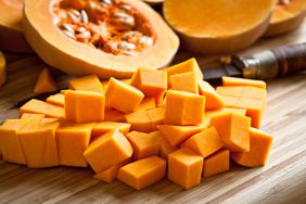 Pumpkin cut into squares