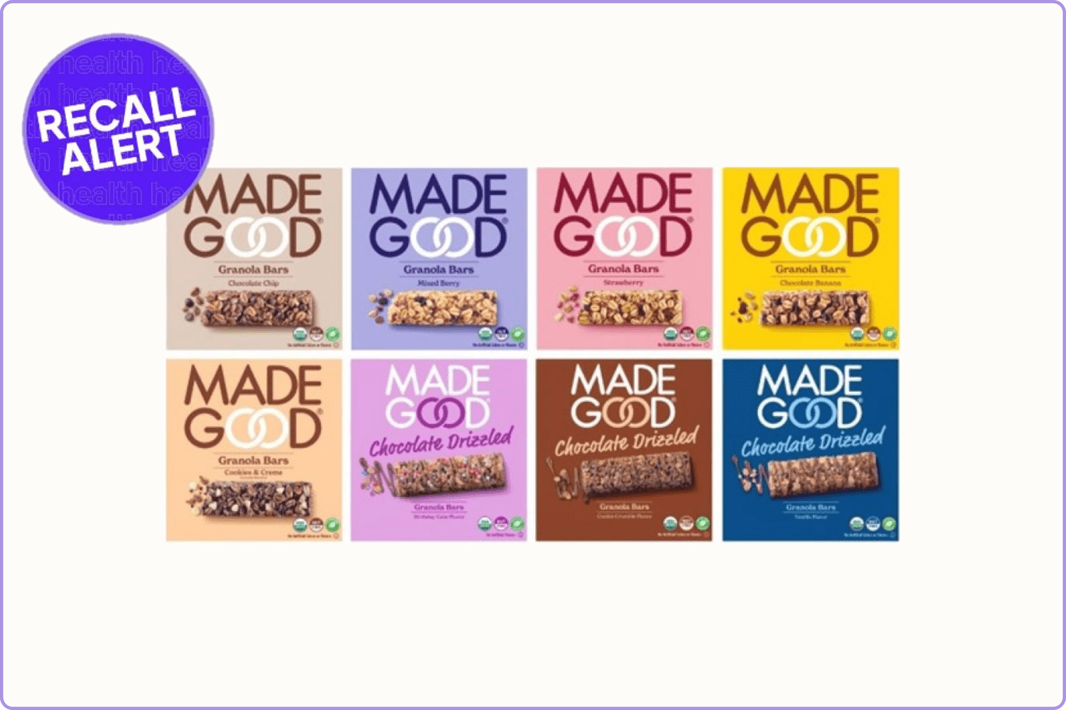 MadeGood Granola Bar boxes recalled
